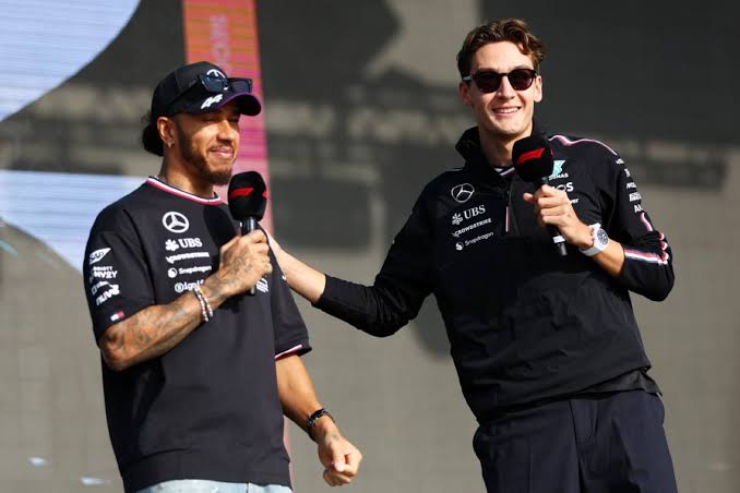 Lewis Hamilton sends two-word message to George Russell ahead of his farewell to Mercedes