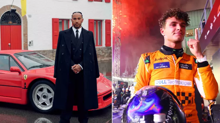 Lando Norris sends one-word message to Lewis Hamilton after F1 fans spot ‘hidden detail’ in his first Ferrari photo