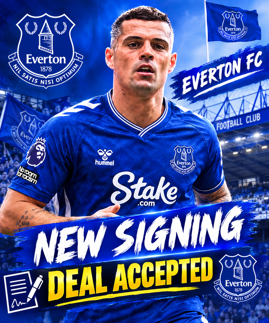 NEW SIGNING DEAL: Everton FC manager David Moyes has successfully completed a deal to sign a new defender from Sunderland AFC Granit Xhaka valid at €….read more